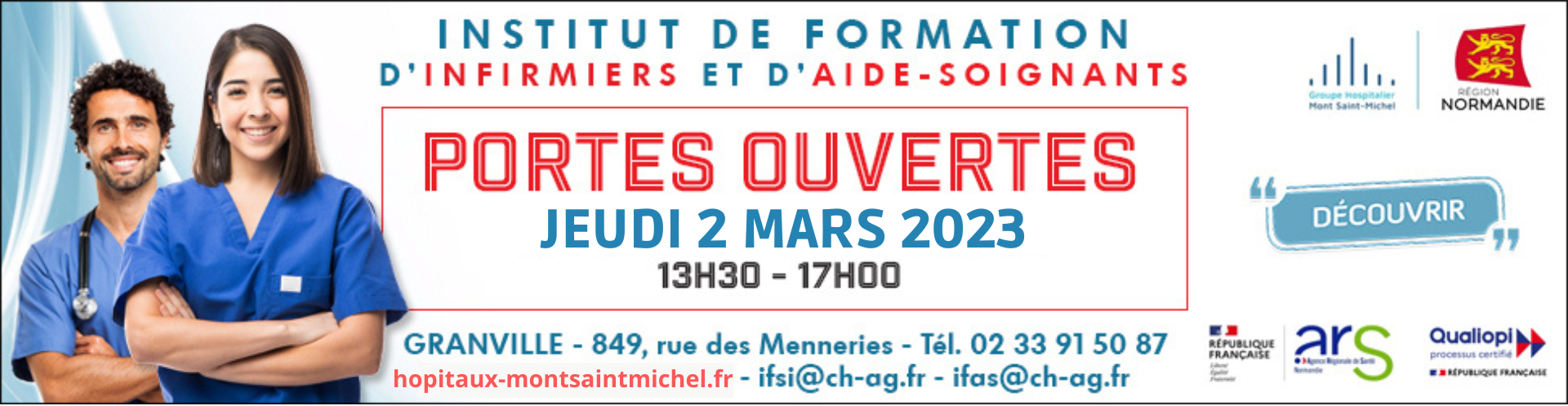 IFSI - Portes ouvertes le jeudi 2 mars 2023